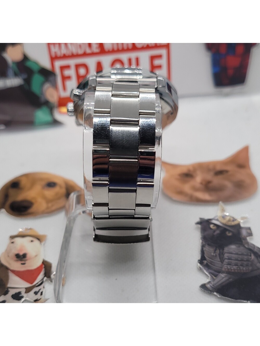 408 ONOLA Men's Automatic Skeleton Dial Tachymeter Silver Steel Bracelet Watch - Picture 4 of 8